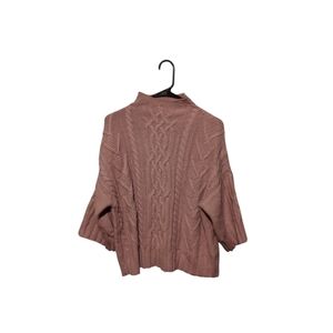 Y2K Old Money Cable Knit Fisherman Sweater M Purple Preppy Office Career Grandma